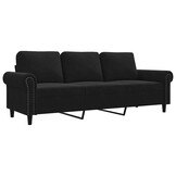 vidaXL Driezitsbank 180 cm fluweel zwart