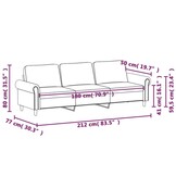 vidaXL Driezitsbank 180 cm fluweel zwart