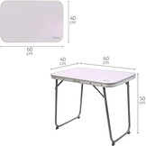 Klapbare campingtafel lichtgewicht 60x40x50 cm met inklapbare poten, MDF blad, stalen frame, mauve kleur en draaghandvat