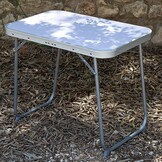 Klapbare campingtafel lichtgewicht 60x40x50 cm met inklapbare poten, MDF blad, stalen frame, mauve kleur en draaghandvat