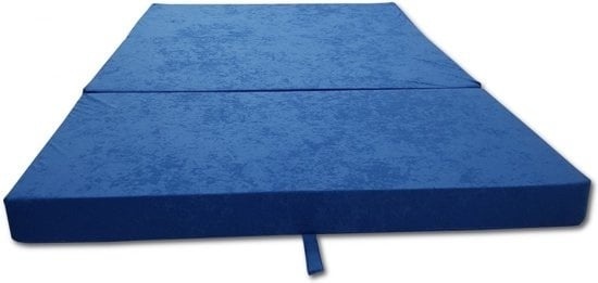Opvouwbaar Matras 80x200x10 cm Blauw | 3-delig Logeermatras Reismatras Campingmatras | Met Draagtas | Ideaal voor Camper Caravan Tent Boot Sofa