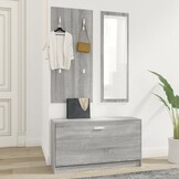 vidaXL Schoenenkastset 3-in-1 bewerkt hout grijs sonoma eiken