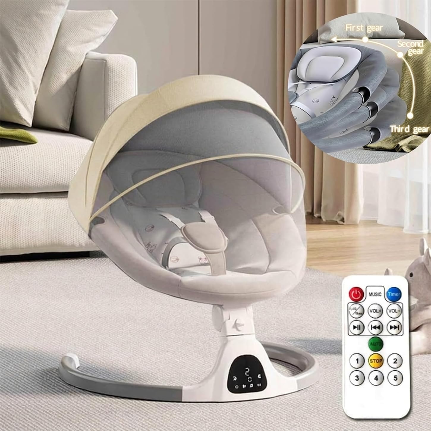 HoldOneLight Elektrische Babyschommel - Verstelbaar - Beige