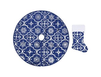 Luxe Blauwe Kerstboomrok met Sok (122 cm) - 43% Korting