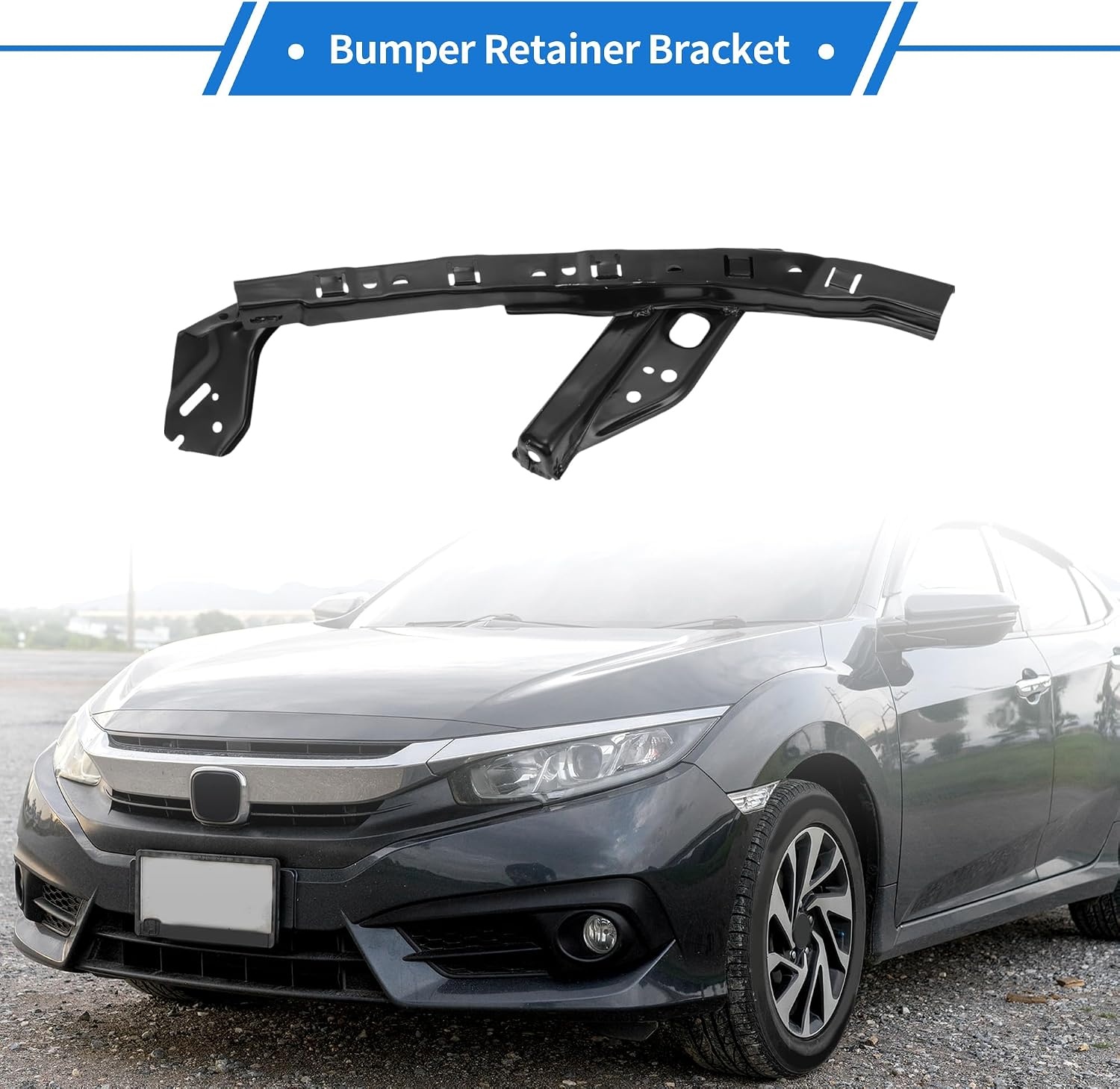 Voorbumper Steunbeugel voor Honda Civic 2012-2015 - Links - Zwart Metaal