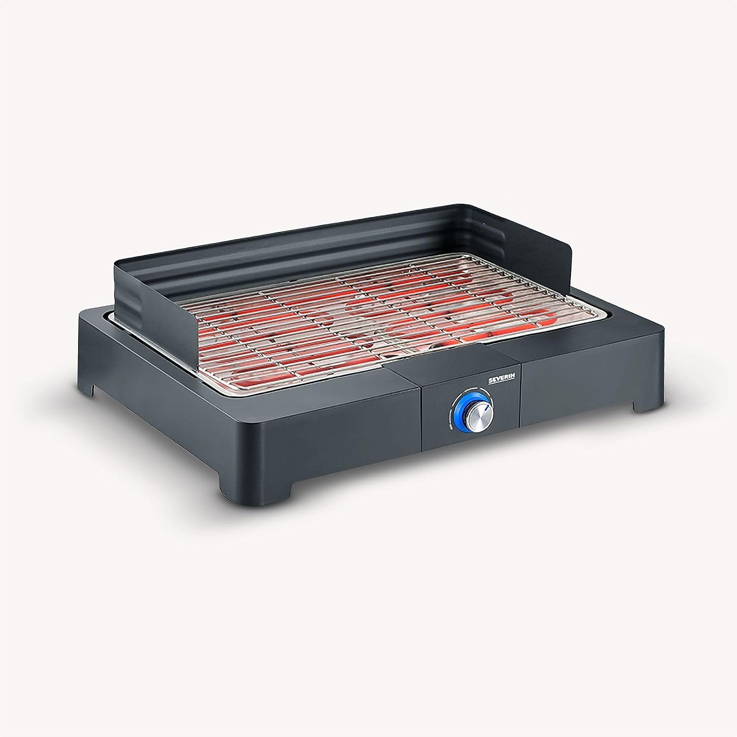 SEVERIN tafelgrill met roestvrijstalen grillrooster voor binnen en buiten, elektrische grill met snelle start, balkongrill zonder verbrandingsgevaar, zwart, PG 8565