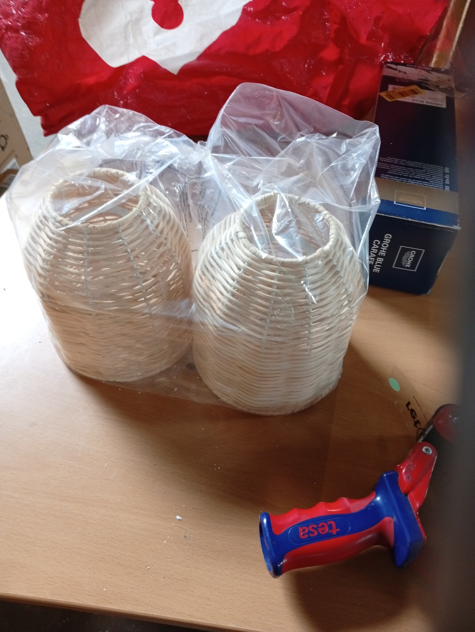 Vintage Rotan Lampenkap, Set van 3, Tafellampenkap voor Woonkamer Slaapkamer Eetkamer Keuken Badkamer Buiten