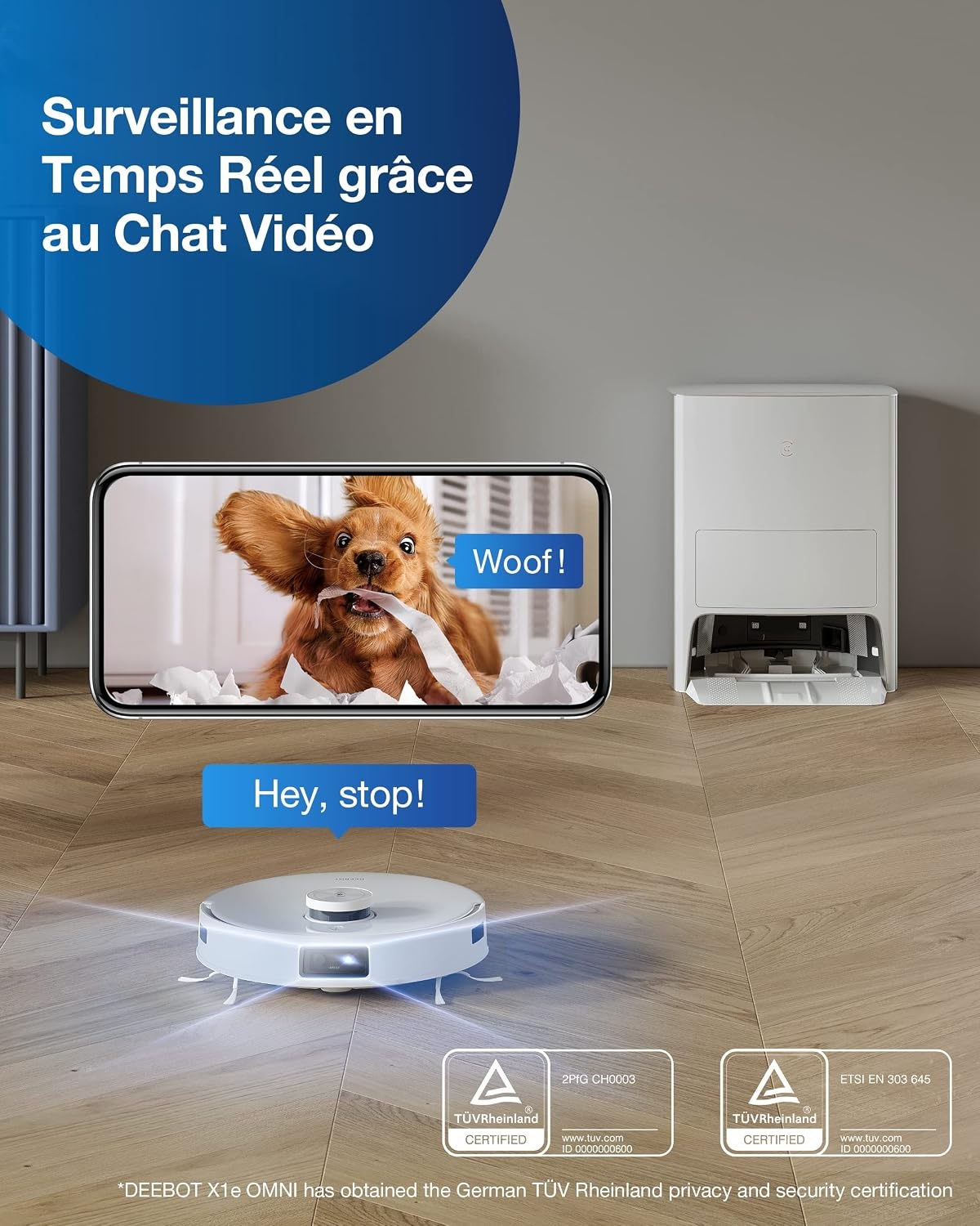 ECOVACS Deebot X1 e Omni robotstofzuiger met multifunctioneel reinigingsstation, 260 min, 400 m², 3D-kaarten, AIVI 3.0 vermijding van obstakels, spraakassistent Yiko