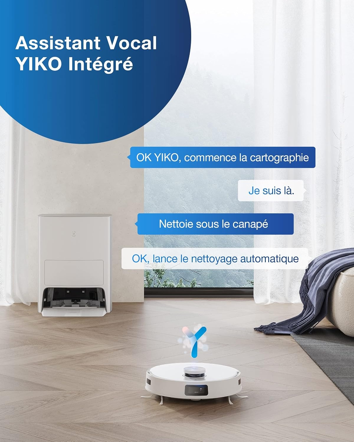 ECOVACS Deebot X1 e Omni robotstofzuiger met multifunctioneel reinigingsstation, 260 min, 400 m², 3D-kaarten, AIVI 3.0 vermijding van obstakels, spraakassistent Yiko