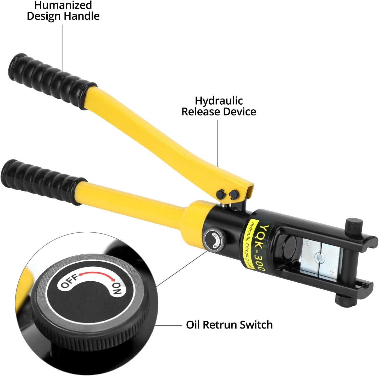 QWORK® hydraulische perstang, perstang, kabelschoenen, 16T, met 13 snijbladen 8-300 mm² - Maat 16T