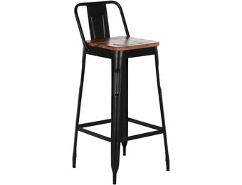 Industriële Barkruk Metaal en Hout Zwart 41x38x96 cm - 35% Korting