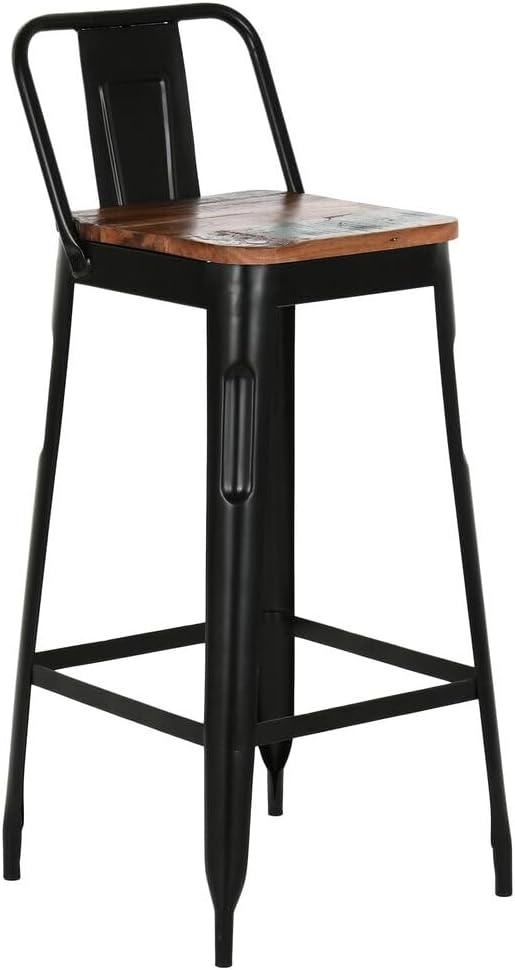 Industriële Barkruk Metaal en Hout Zwart 41x38x96 cm - 35% Korting
