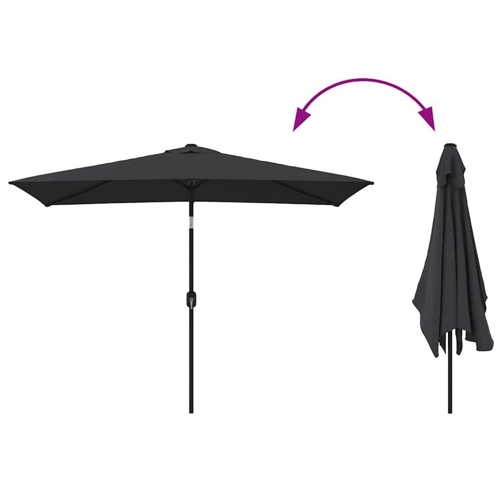 vidaXL Parasol Zwart 300x200 cm met Metalen Paal - 34% Korting!