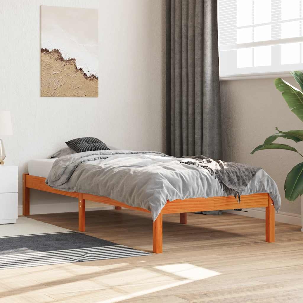 Massief Grenenhouten Bedframe Wasbruin 75x190 cm - 34% Korting