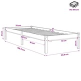 Massief Grenenhouten Bedframe Wasbruin 75x190 cm - 34% Korting