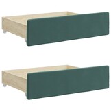 vidaXL Bedlades (2 st.) Donkergroen Bewerkt Hout/Fluweel - 53% Korting