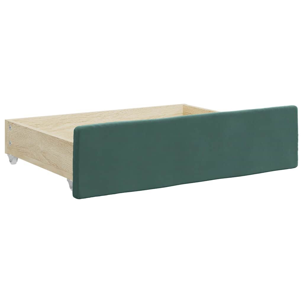 vidaXL Bedlades (2 st.) Donkergroen Bewerkt Hout/Fluweel - 53% Korting