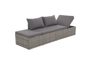 vidaXL Loungebed Poly Rattan Grijs - 41% Korting