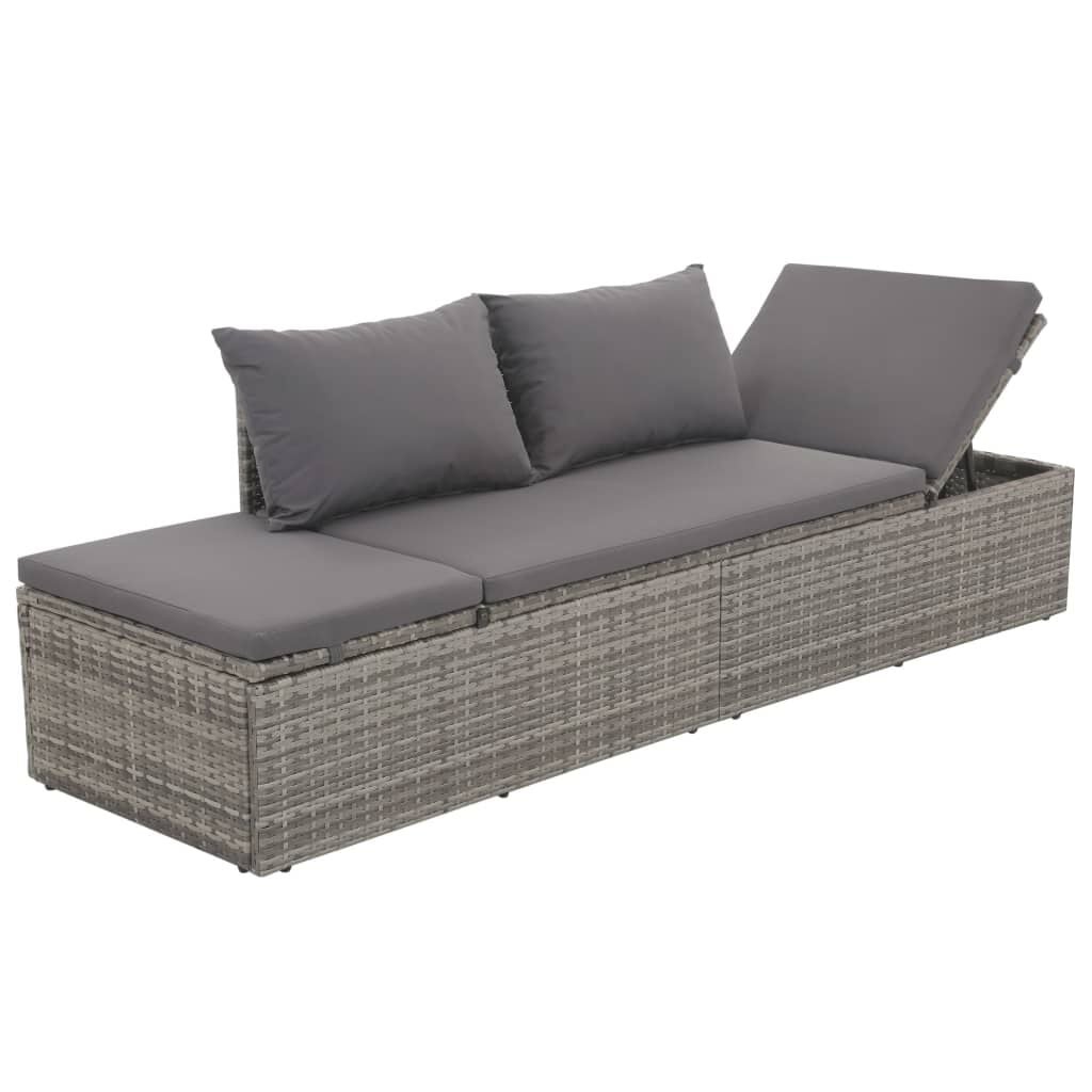 VidaXL Loungebed Poly Rattan Grijs - 35% Korting