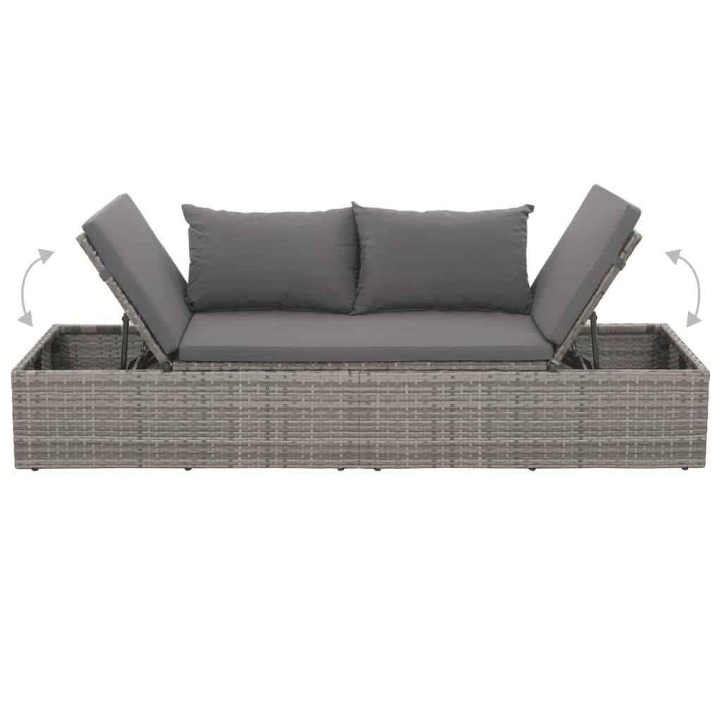 VidaXL Loungebed Poly Rattan Grijs - 35% Korting