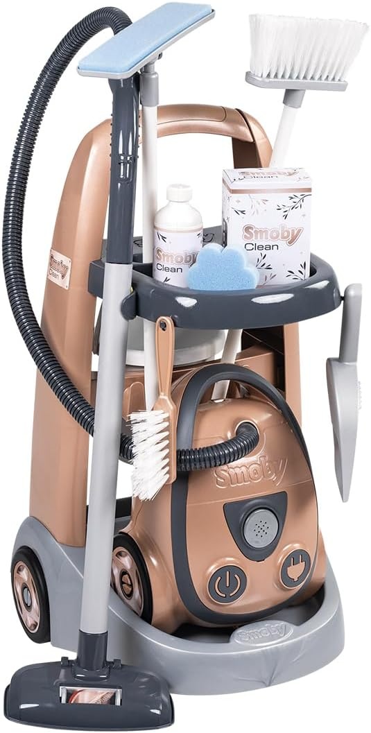 Smoby Rowenta Schoonmaaktrolley met Stofzuiger - 9 Accessoires, 58% Korting