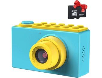 Kindercamera Digitaal Blauw - 32GB SD & Fotokaders - 33% Korting