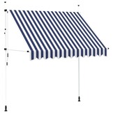 vidaXL Luifel Handmatig Uittrekbaar 250 cm Blauw/Wit Gestreept - 35% Korting