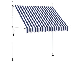 vidaXL Luifel Handmatig Uittrekbaar 250 cm Blauw/Wit Gestreept - 35% Korting