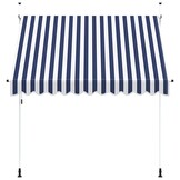 vidaXL Luifel Handmatig Uittrekbaar 250 cm Blauw/Wit Gestreept - 35% Korting