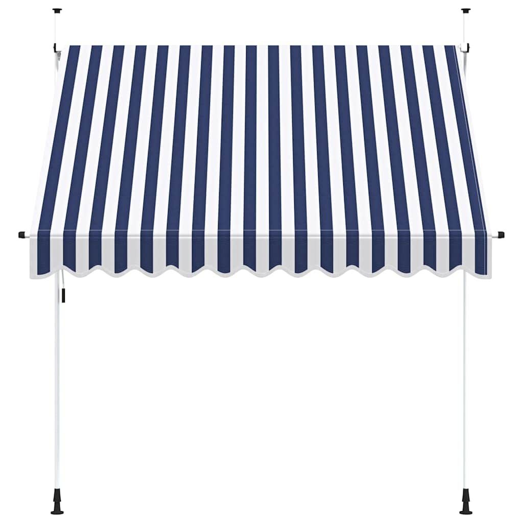 vidaXL Luifel 250 cm Blauw/Wit Gestreept - Handmatig Uittrekbaar