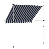 vidaXL Luifel Handmatig Uittrekbaar 250 cm Blauw/Wit Gestreept - 35% Korting