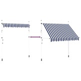 vidaXL Luifel Handmatig Uittrekbaar 250 cm Blauw/Wit Gestreept - 35% Korting