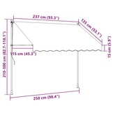 vidaXL Luifel Handmatig Uittrekbaar 250 cm Blauw/Wit Gestreept - 35% Korting