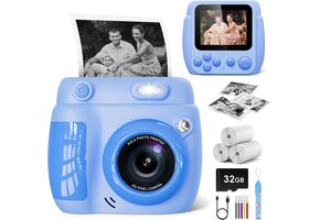 Kinder Instant Camera 1080p met 32GB, Print & Kleurmarkers (40% Korting)