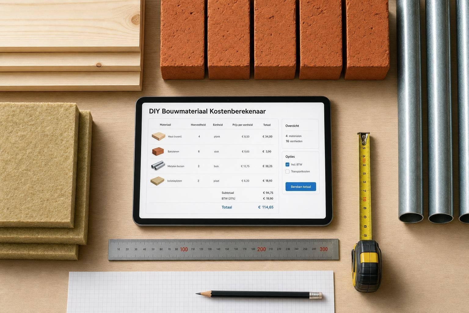 DIY Bouwmateriaal Kostenberekenaar
