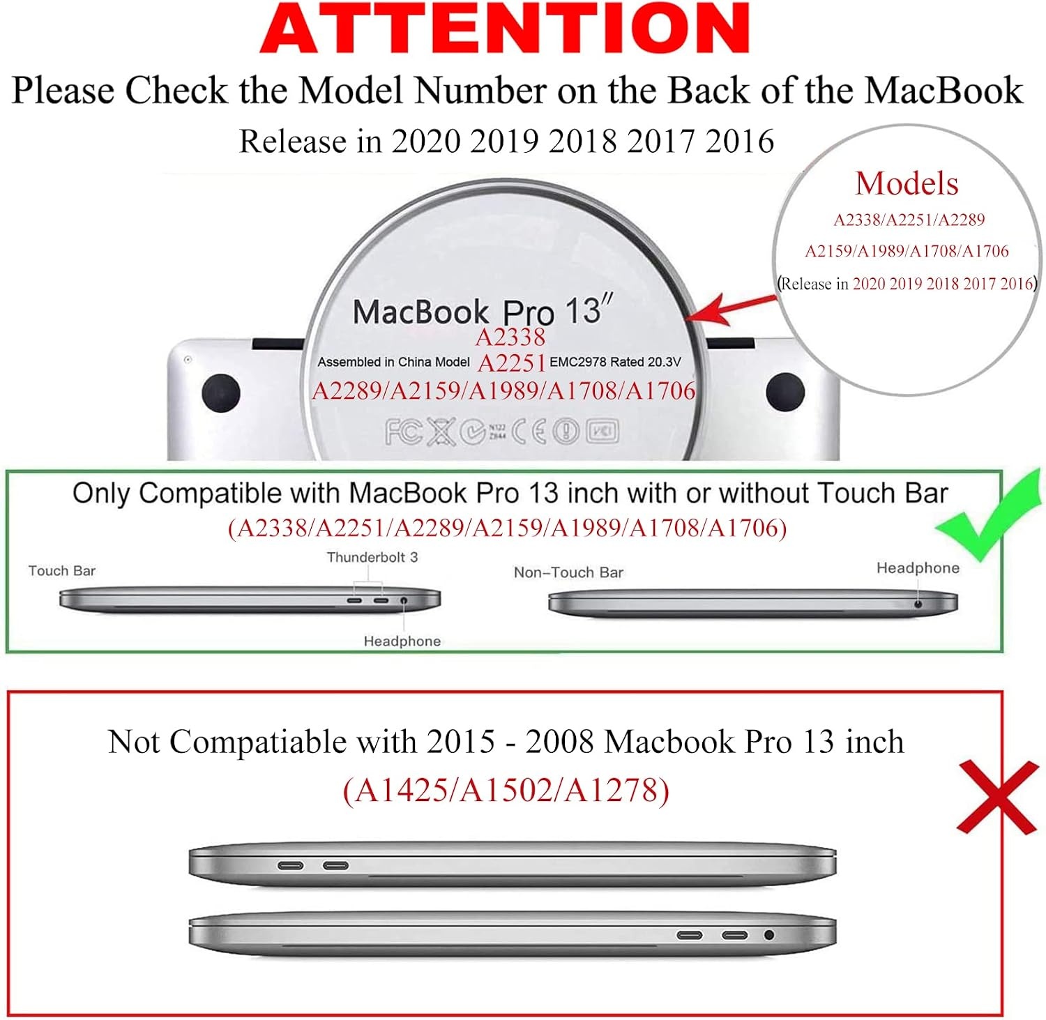 MacBook Pro 13 inch Hardcase 5-in-1 (2016-2021) A2338 M1 A2289 A2251 A2159 A1989 A1706 A1708 | Transparant, Toetsenbordhoes, Touch ID