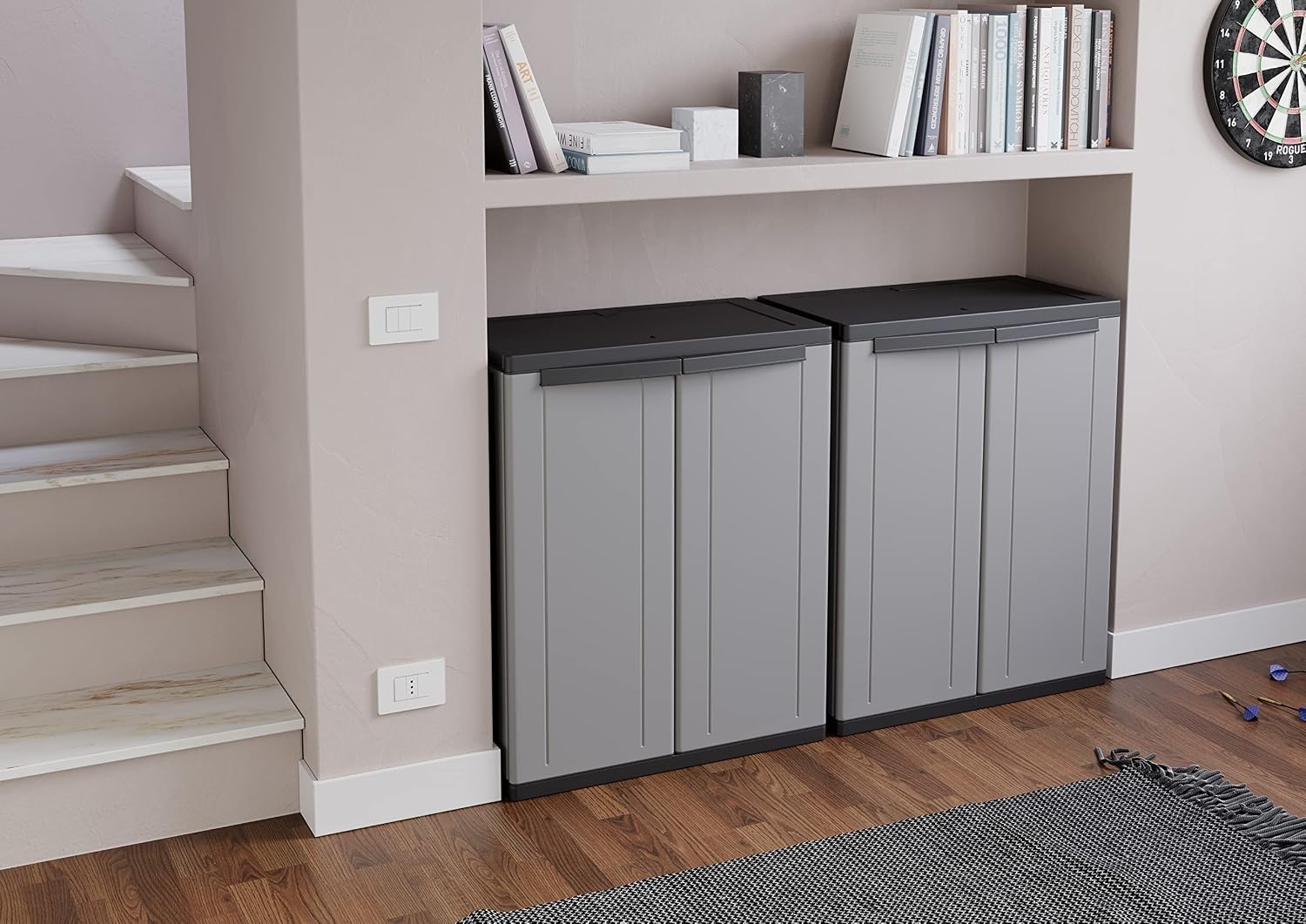 Terry, Jline 68, kast met twee deuren, 1 beweegbare plank, voor binnen en buiten - 68 x 37,5 x 85 cm - Maat 68x37,5x85 cm