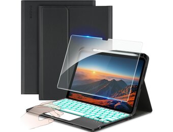 iPad 10e Gen Hoes met AZERTY Toetsenbord & Touchpad (Zwart) - 79% Korting