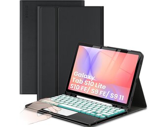 Toetsenbordhoes QWERTZ met Touchpad voor Samsung Tab S9 FE/S9 10.9"/11" (2023) - Zwart - 76% Korting
