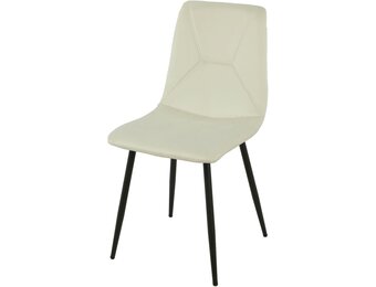 AlexandreHouse Gestoffeerde Stoel Off-White met Metalen Poten