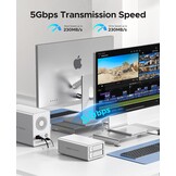 ORICO 2 x Raid harde schijf behuizing voor 2,5/3,5 inch SATA HDD/SSD tot 2X 22TB, USB 3.0 type B, harde schijf dockingstation, ondersteunt Raid 0/1/PM (9928RU3)