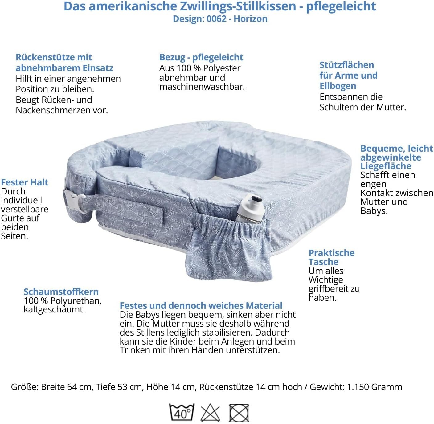 MY BREST FRIEND 0062 Baby wild - Amerikaans tweelingkussen voor voedingskussen, onderhoudsvriendelijk, ontwerp: Horizon
