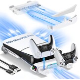 PS5 horizontale houder voor PS5 Slim Disc en Digital, koelhouder met dubbele PS5-controller, verbeterde PS5-ondersteuning voor PS5 Slim 2023 console (niet compatibel met PS5 2020)