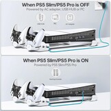 PS5 horizontale houder voor PS5 Slim Disc en Digital, koelhouder met dubbele PS5-controller, verbeterde PS5-ondersteuning voor PS5 Slim 2023 console (niet compatibel met PS5 2020)