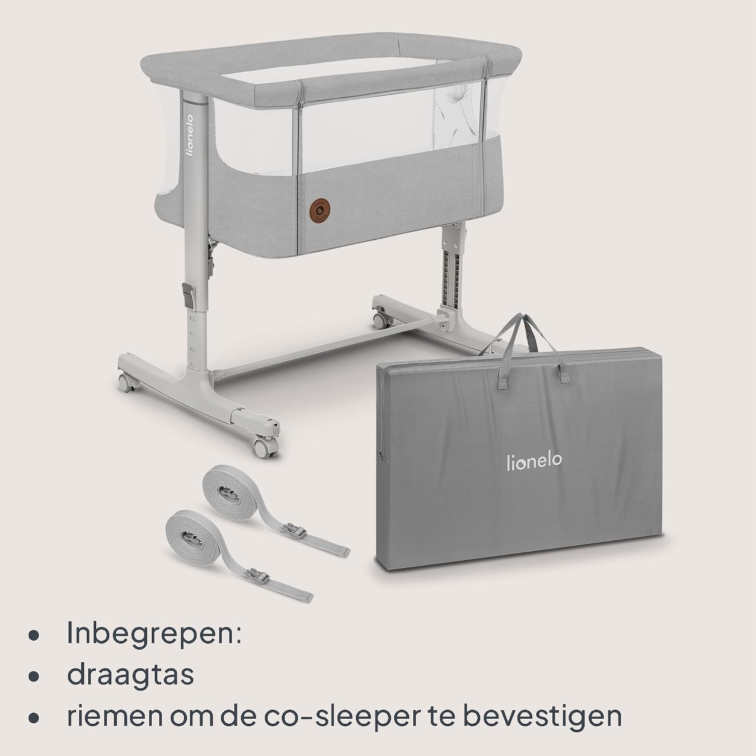LIONELO Aurora 3-in-1 Baby Co-Sleeper, Hoogteverstelling & Hellingsfunctie