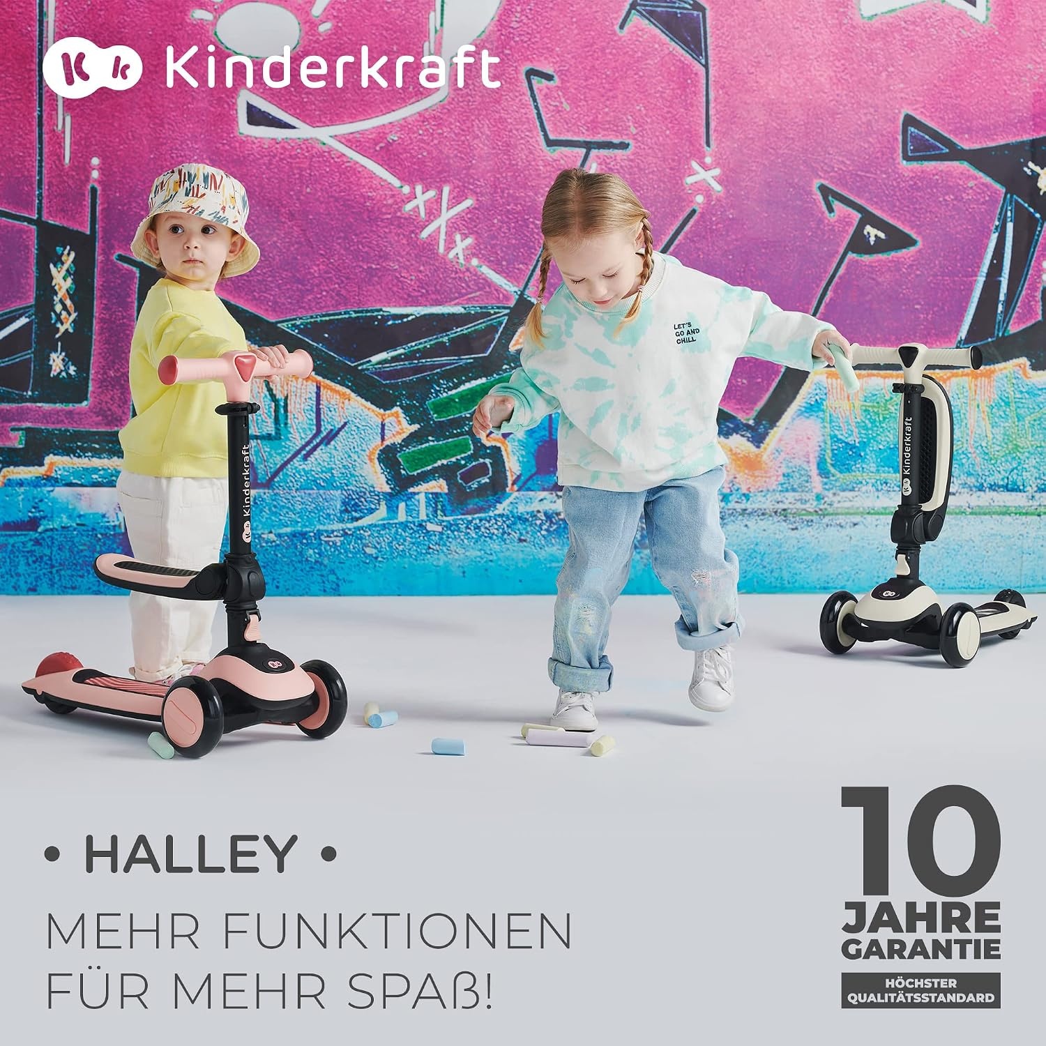 Kinderkraft Halley 2-in-1 Kinderstep en Loopfiets - Roze