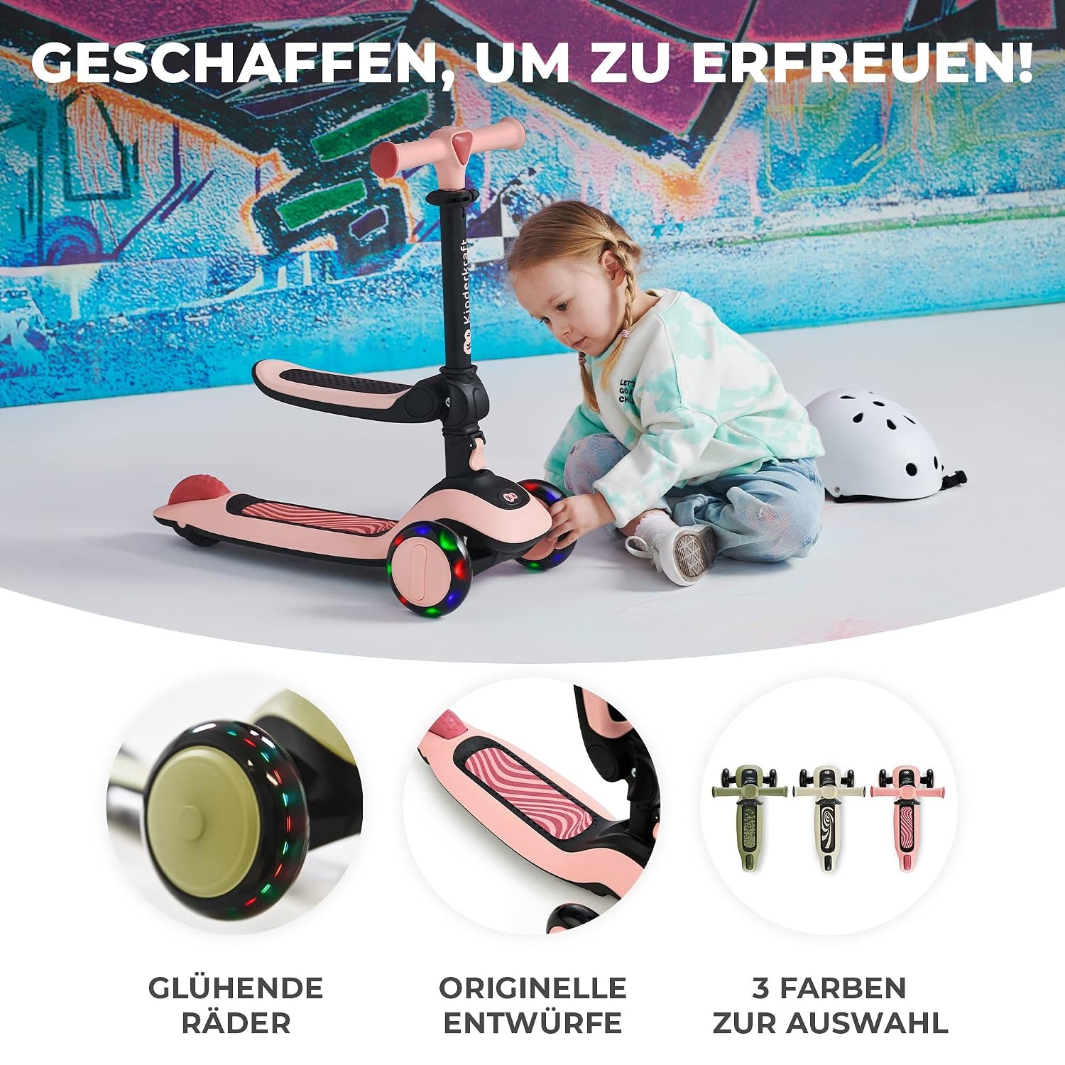 Kinderkraft Halley 2-in-1 Kinderstep en Loopfiets - Roze