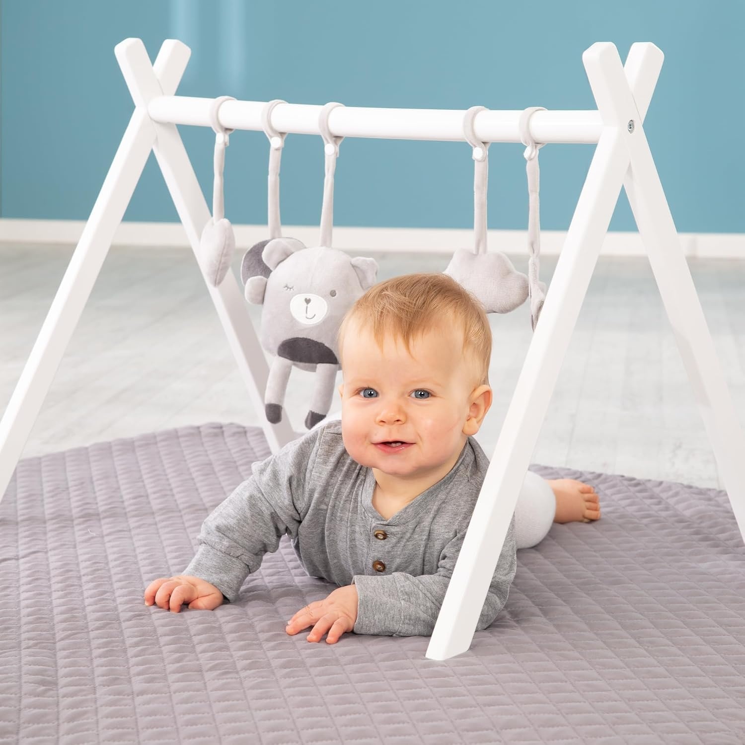 roba Montessori Speeltrapeze voor baby's - Wit gelakt hout - 52 x 70 x 50,5 cm