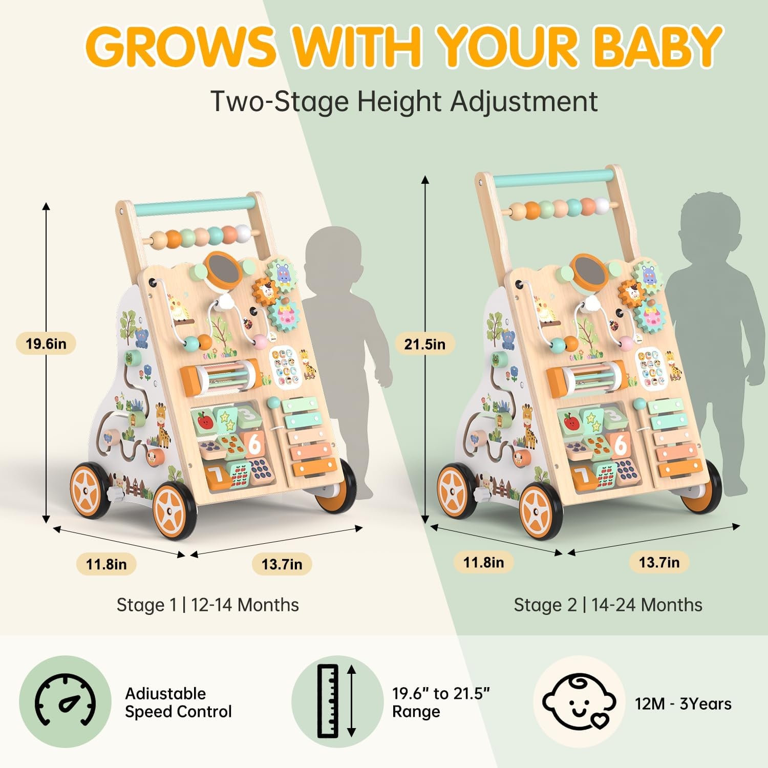 Houten Babyloopwagen Montessori Activiteitencentrum - 59% Korting!