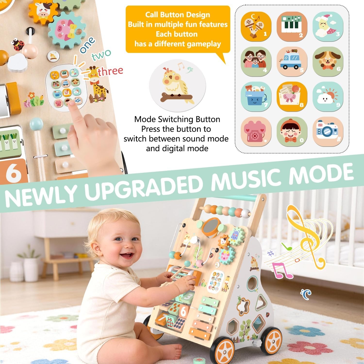 Houten Babyloopwagen Montessori Activiteitencentrum - 59% Korting!